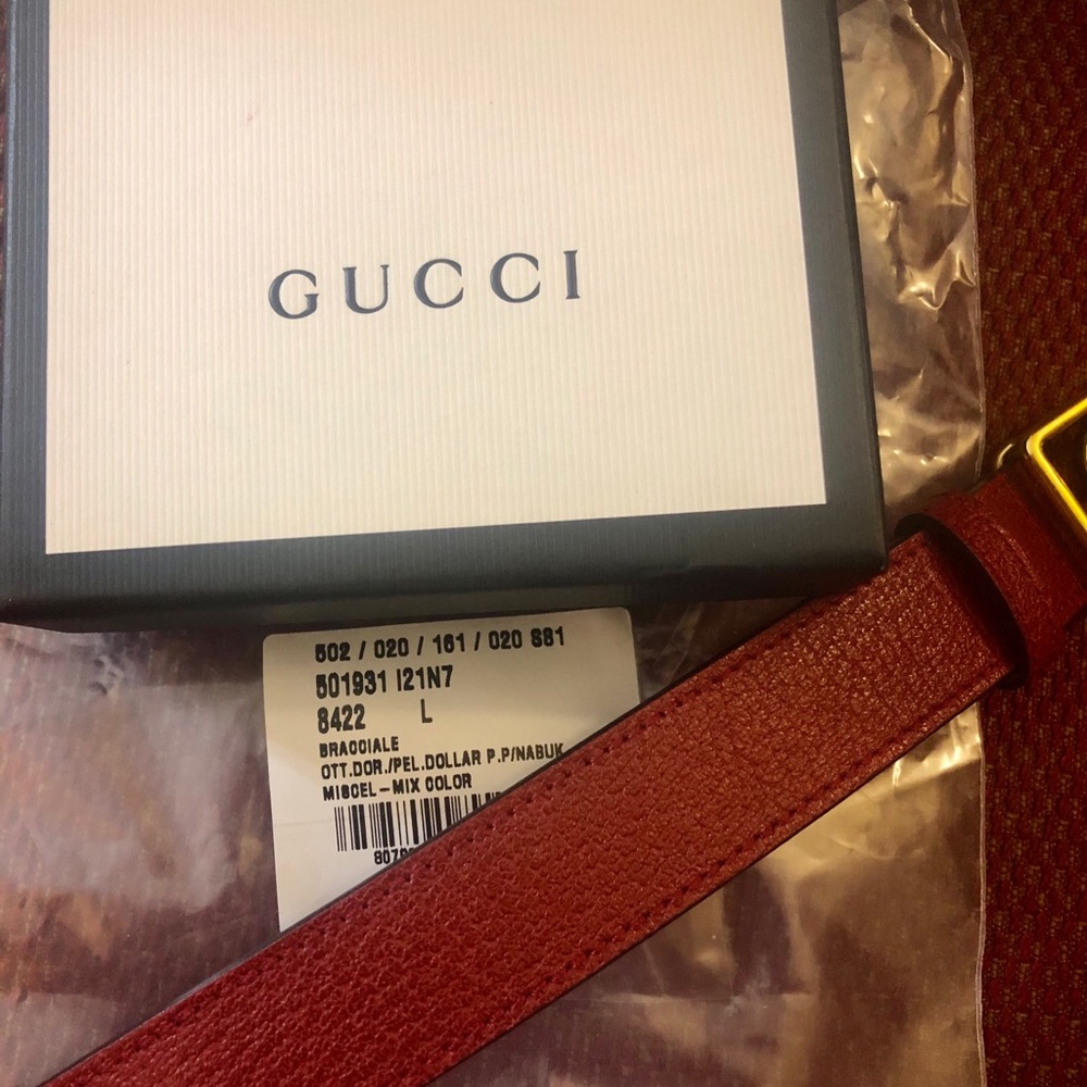 NWT~GUCCI~Marmont Double-G Leather Belt Bracelet - Picture 10 of 11